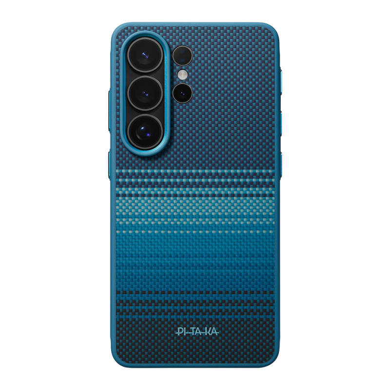 Galaxy S26 Ultra Case M-safe Charging Enabled Pitaka Tactile Woven Sunset-Moonrise Aramid Cairn Series Cover - 2