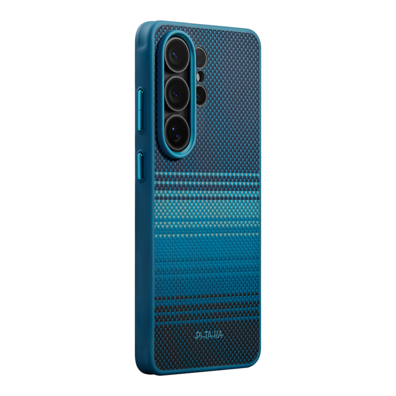 Galaxy S26 Ultra Case M-safe Charging Enabled Pitaka Tactile Woven Sunset-Moonrise Aramid Cairn Series Cover - 19