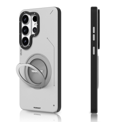 Galaxy S26 Ultra Case M-safe Charging Feature 360° Stand, Simple Matte Leather Design, Youngkit Tech Leather Series Cover - 5