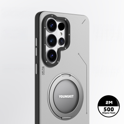 Galaxy S26 Ultra Case M-safe Charging Feature 360° Stand, Simple Matte Leather Design, Youngkit Tech Leather Series Cover - 9