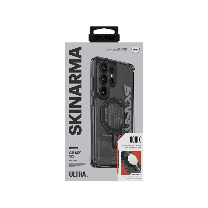 Galaxy S26 Ultra Case with M-safe Charging Feature, Text Pattern, Airbag Design, Skinarma Sonix Cover - 10