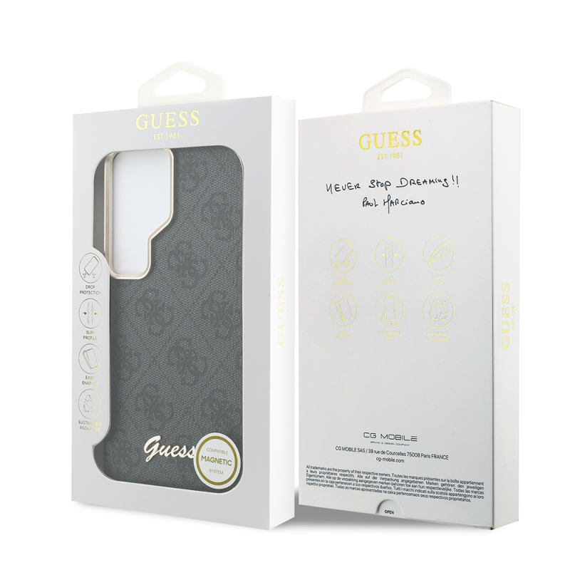 Galaxy S26 Ultra Kılıf Guess Orjinal Lisanslı M-safe Şarj Özellikli Klasik Yazı Logolu 4G Desenli Kapak - 10