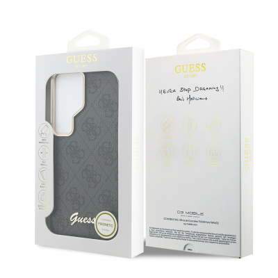 Galaxy S26 Ultra Kılıf Guess Orjinal Lisanslı M-safe Şarj Özellikli Script Yazı Logolu 4G Desenli Kapak - 10