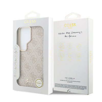 Galaxy S26 Ultra Kılıf Guess Orjinal Lisanslı M-safe Şarj Özellikli Script Yazı Logolu 4G Desenli Kapak - 17