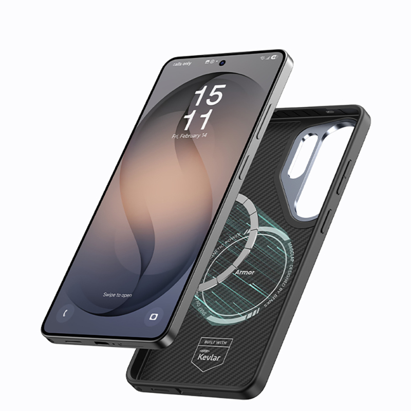 Galaxy S26 Ultra Kılıf Karbon Fiber M-safe Şarj Özellikli Benks Hybrid ArmorPro 600D Kevlar Kapak - 5