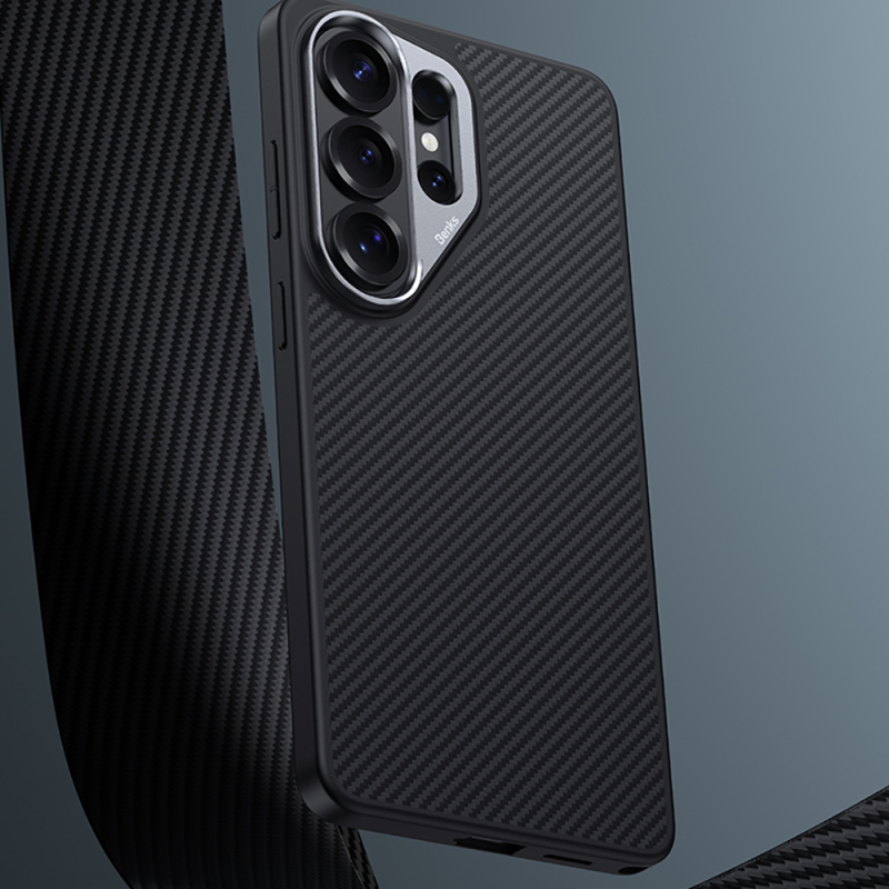 Galaxy S26 Ultra Kılıf Karbon Fiber M-safe Şarj Özellikli Benks Hybrid ArmorPro 600D Kevlar Kapak - 10