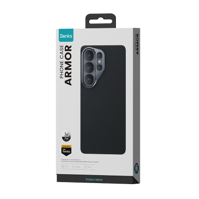 Galaxy S26 Ultra Kılıf Karbon Fiber M-safe Şarj Özellikli Benks Hybrid ArmorPro 600D Kevlar Kapak - 11