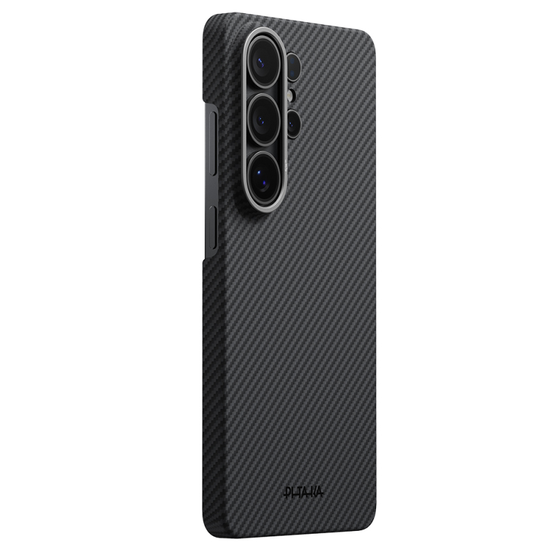 Galaxy S26 Ultra Kılıf M-safe Şarj Özellikli 600D Aramid Fiber Pitaka Ultra-Slim Classic Serisi Black-Grey Twill Kapak - 3