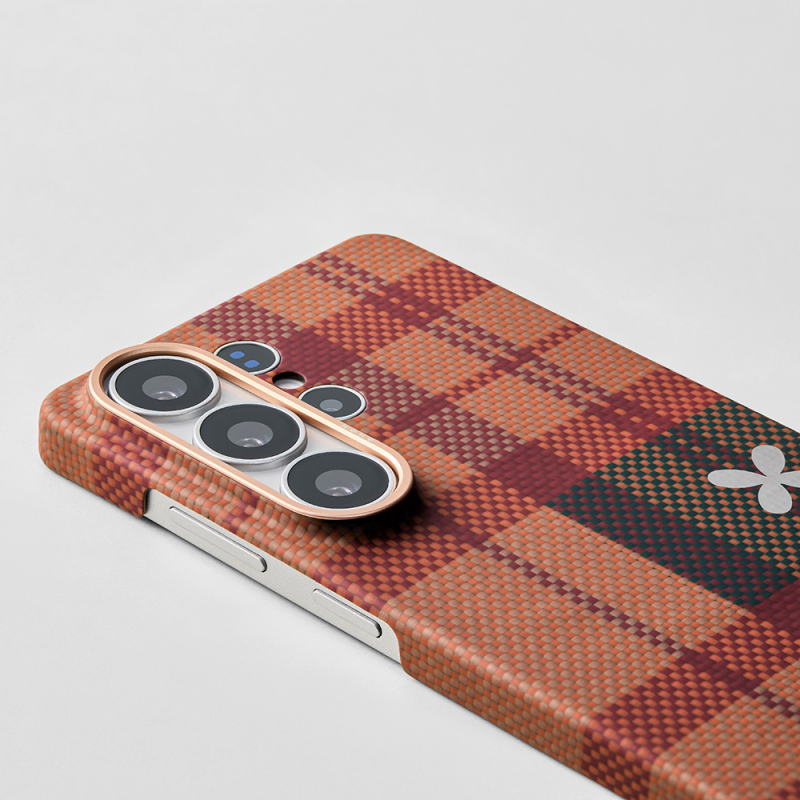 Galaxy S26 Ultra Kılıf M-safe Şarj Özellikli Aramid Karbon Fiber Pitaka Flora in Grid Serisi Kapak - 12