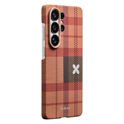 Galaxy S26 Ultra Kılıf M-safe Şarj Özellikli Aramid Karbon Fiber Pitaka Flora in Grid Serisi Kapak - 16