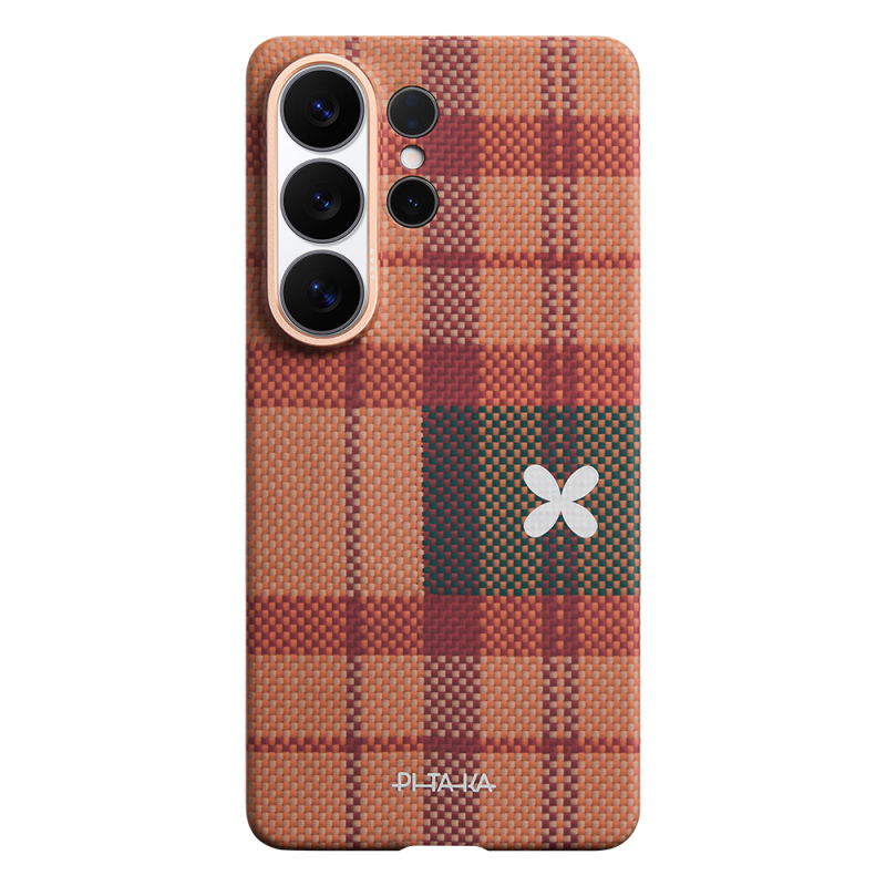 Galaxy S26 Ultra Kılıf M-safe Şarj Özellikli Aramid Karbon Fiber Pitaka Flora in Grid Serisi Kapak - 3