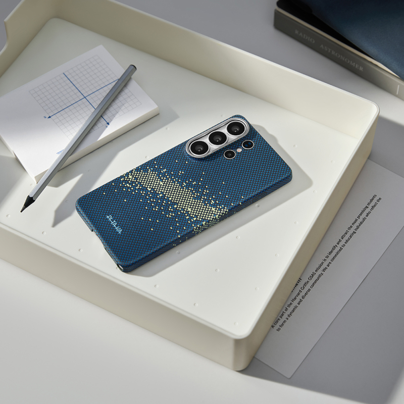 Galaxy S26 Ultra Kılıf M-safe Şarj Özellikli Aramid Fiber Pitaka Tactile Woven Starpeak Edge Serisi Milky Way Galaxy Kapak - 13