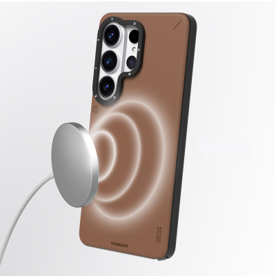 Galaxy S26 Ultra Kılıf M-safe Şarj Özellikli Basit Mat Deri Desenli Youngkit Tech Fashion Serisi Kapak - 11