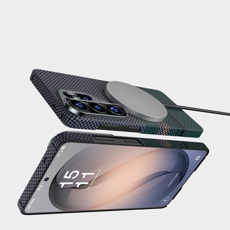 Galaxy S26 Ultra Kılıf M-safe Şarj Özellikli Karbon Fiber Tasarımlı Benks Aurora ArmorAir Kevlar Kapak - 6