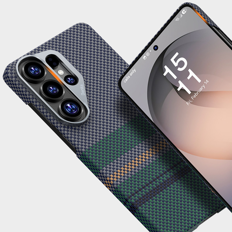 Galaxy S26 Ultra Kılıf M-safe Şarj Özellikli Karbon Fiber Tasarımlı Benks Aurora ArmorAir Kevlar Kapak - 7