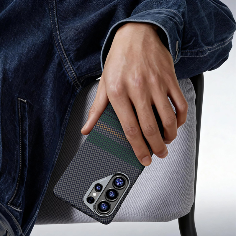 Galaxy S26 Ultra Kılıf M-safe Şarj Özellikli Karbon Fiber Tasarımlı Benks Aurora ArmorAir Kevlar Kapak - 9