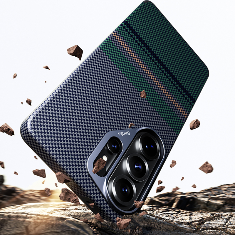 Galaxy S26 Ultra Kılıf M-safe Şarj Özellikli Karbon Fiber Tasarımlı Benks Aurora ArmorPro Kevlar Kapak - 7