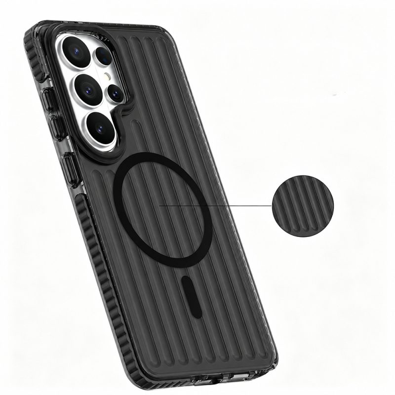 Galaxy S26 Ultra Kılıf M-safe Şarj Özellikli Oyuklu Tasarım Mutural Luggage Serisi Kapak - 4