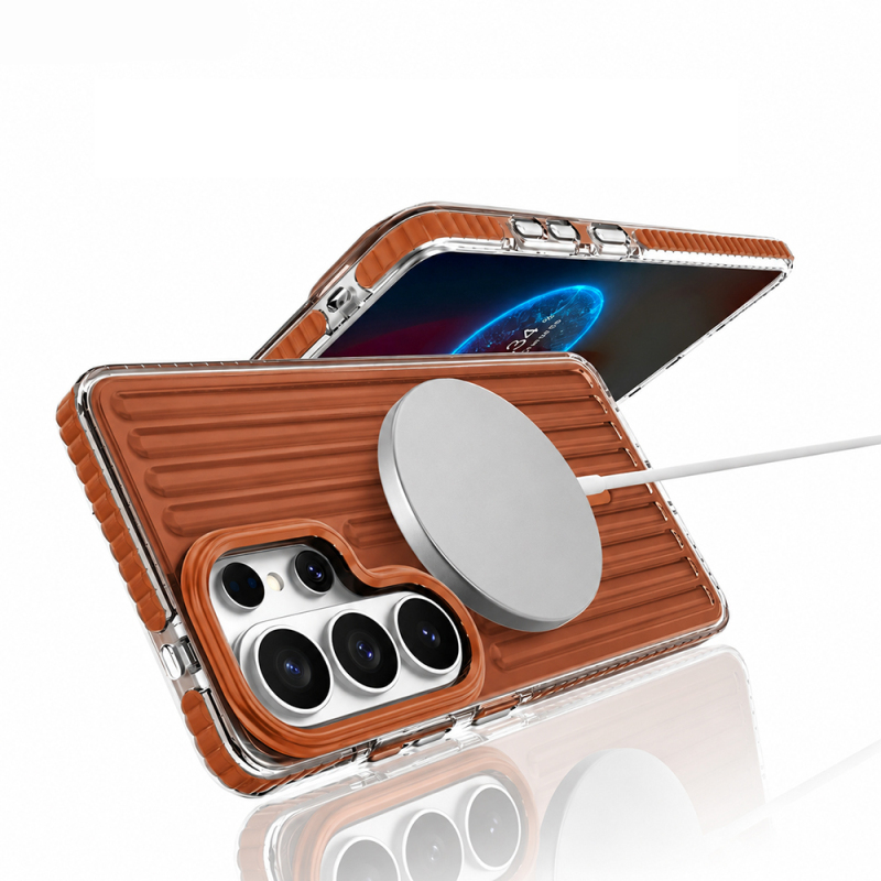 Galaxy S26 Ultra Kılıf M-safe Şarj Özellikli Oyuklu Tasarım Mutural Luggage Serisi Kapak - 14