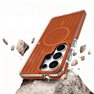 Galaxy S26 Ultra Kılıf M-safe Şarj Özellikli Oyuklu Tasarım Mutural Luggage Serisi Kapak - 18