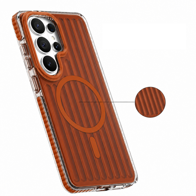 Galaxy S26 Ultra Kılıf M-safe Şarj Özellikli Oyuklu Tasarım Mutural Luggage Serisi Kapak - 11