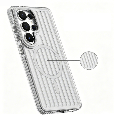 Galaxy S26 Ultra Kılıf M-safe Şarj Özellikli Oyuklu Tasarım Mutural Luggage Serisi Kapak - 12