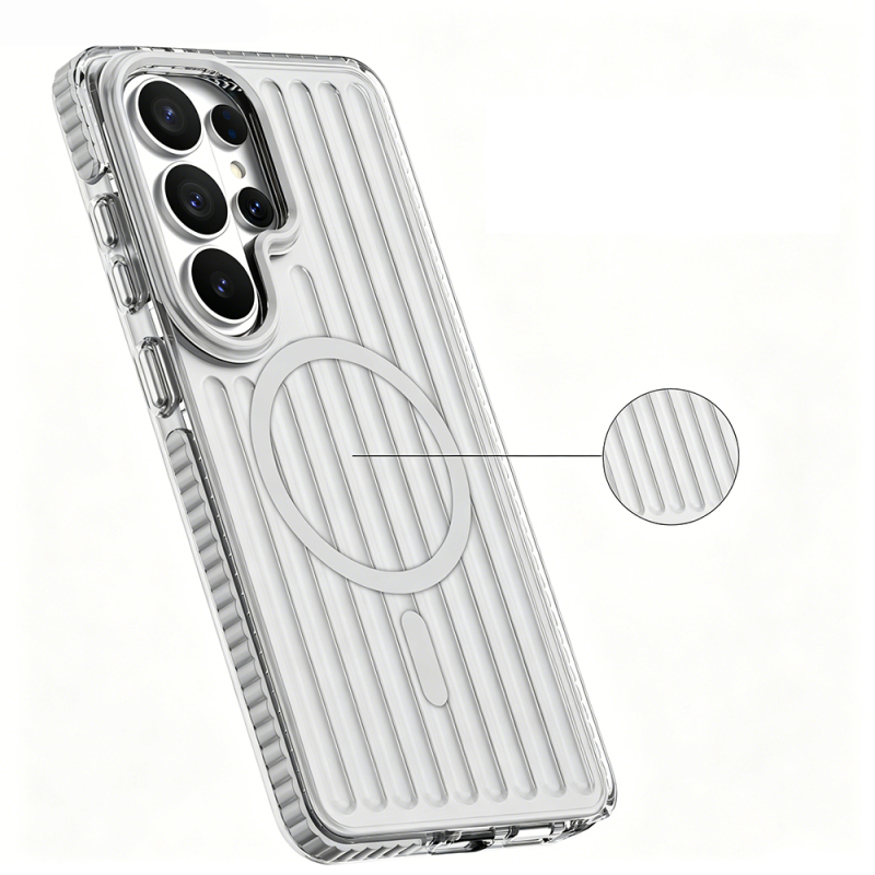 Galaxy S26 Ultra Kılıf M-safe Şarj Özellikli Oyuklu Tasarım Mutural Luggage Serisi Kapak - 12