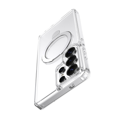 Galaxy S26 Ultra Kılıf M-safe Şarj Özellikli Raptic Air Stand Serisi Buzlu Transparan Tasarımlı Standlı Kapak - 9