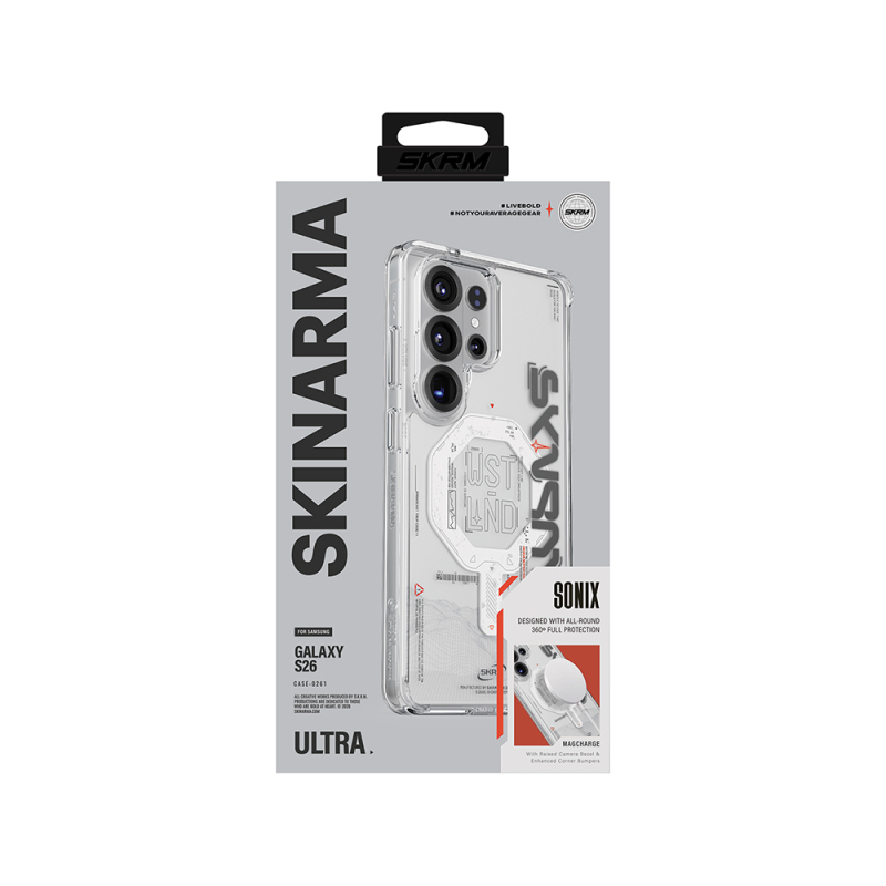 Galaxy S26 Ultra Kılıf M-safe Şarj Özellikli Yazı Desenli Airbag Tasarımlı Skinarma Sonix Kapak - 11