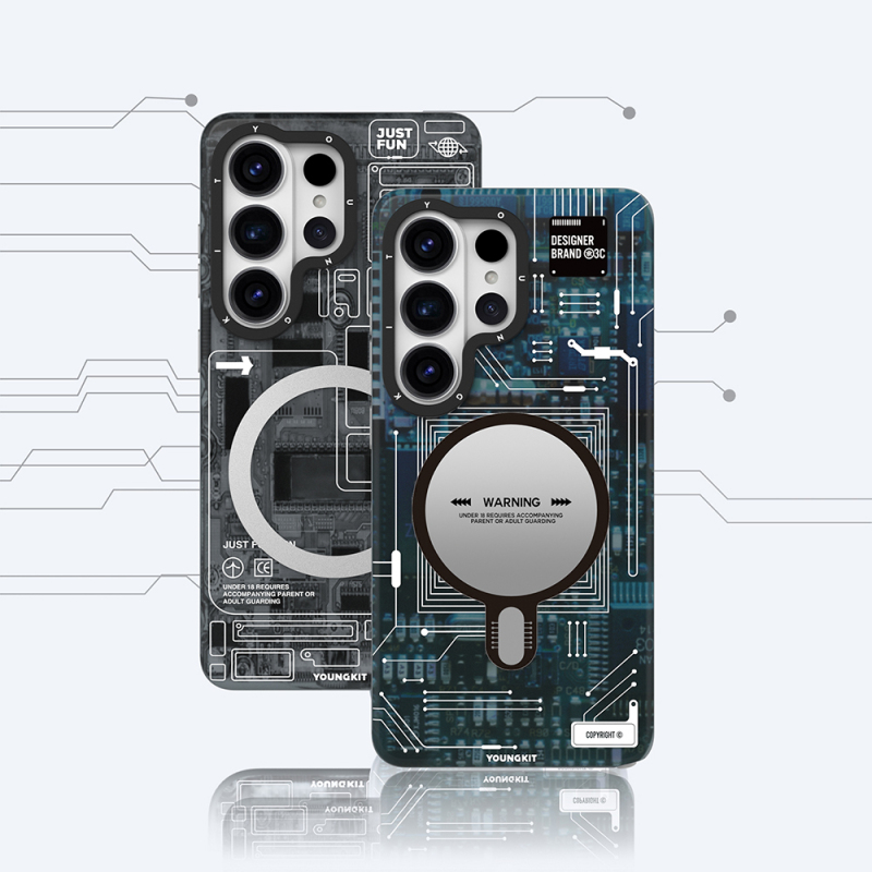 Galaxy S26 Ultra Kılıf M-safe Şarj Özellikli Youngkit 360 Derece Standlı Technology Serisi Kapak - 11