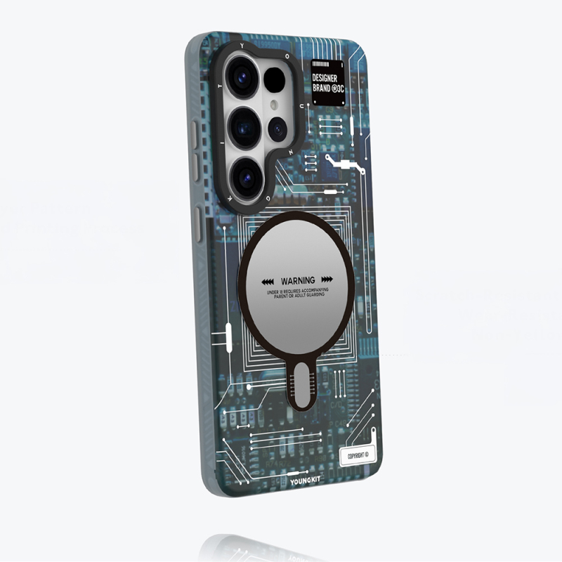 Galaxy S26 Ultra Kılıf M-safe Şarj Özellikli Youngkit 360 Derece Standlı Technology Serisi Kapak - 5