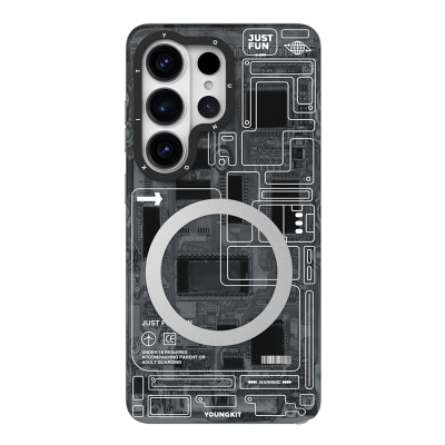 Galaxy S26 Ultra Kılıf M-safe Şarj Özellikli Youngkit 360 Derece Standlı Technology Serisi Kapak - 1