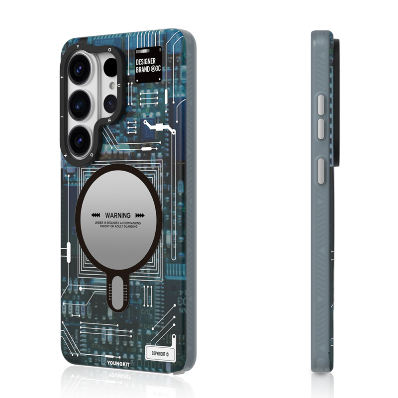 Galaxy S26 Ultra Kılıf M-safe Şarj Özellikli Youngkit 360 Derece Standlı Technology Serisi Kapak - 6