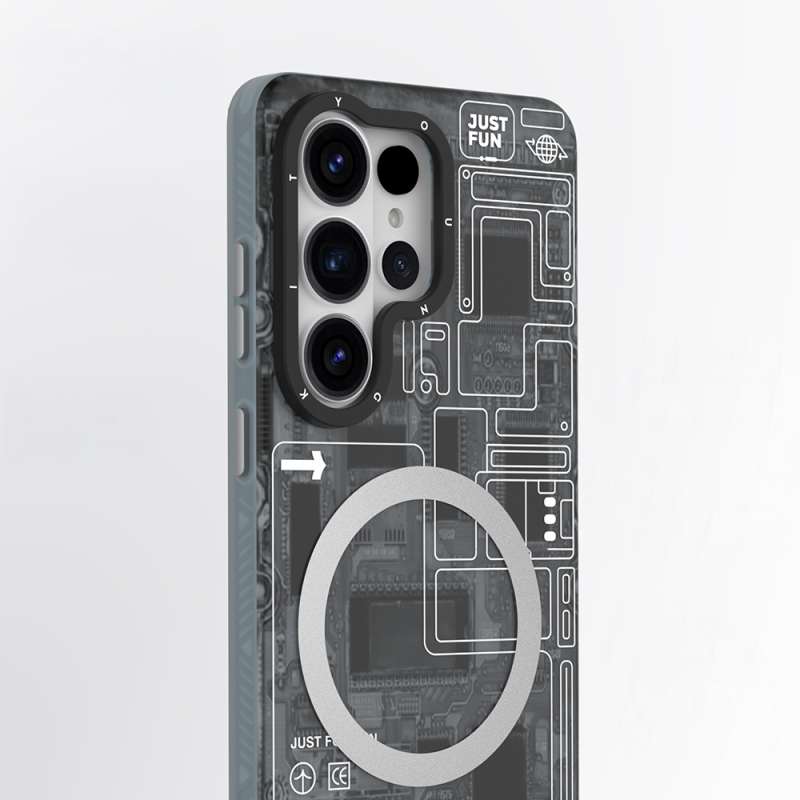 Galaxy S26 Ultra Kılıf M-safe Şarj Özellikli Youngkit 360 Derece Standlı Technology Serisi Kapak - 9