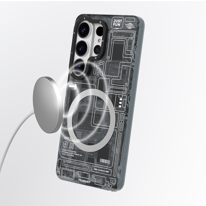 Galaxy S26 Ultra Kılıf M-safe Şarj Özellikli Youngkit 360 Derece Standlı Technology Serisi Kapak - 10