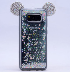 Galaxy S8 Kılıf Zore Micky Taşlı Sıvılı Silikon - 1