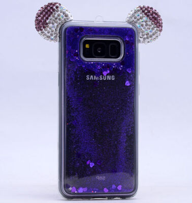 Galaxy S8 Kılıf Zore Micky Taşlı Sıvılı Silikon - 5