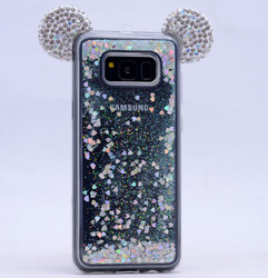 Galaxy S8 Kılıf Zore Micky Taşlı Sıvılı Silikon - 6