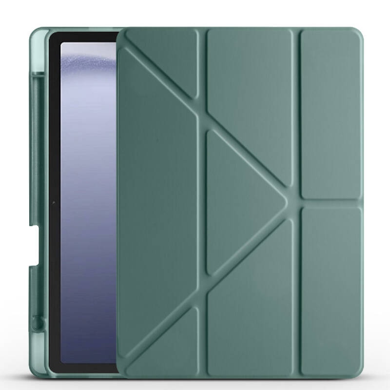 Galaxy Tab A9 Case Pen Compartment Zore Tri Folding Stand Case - 57