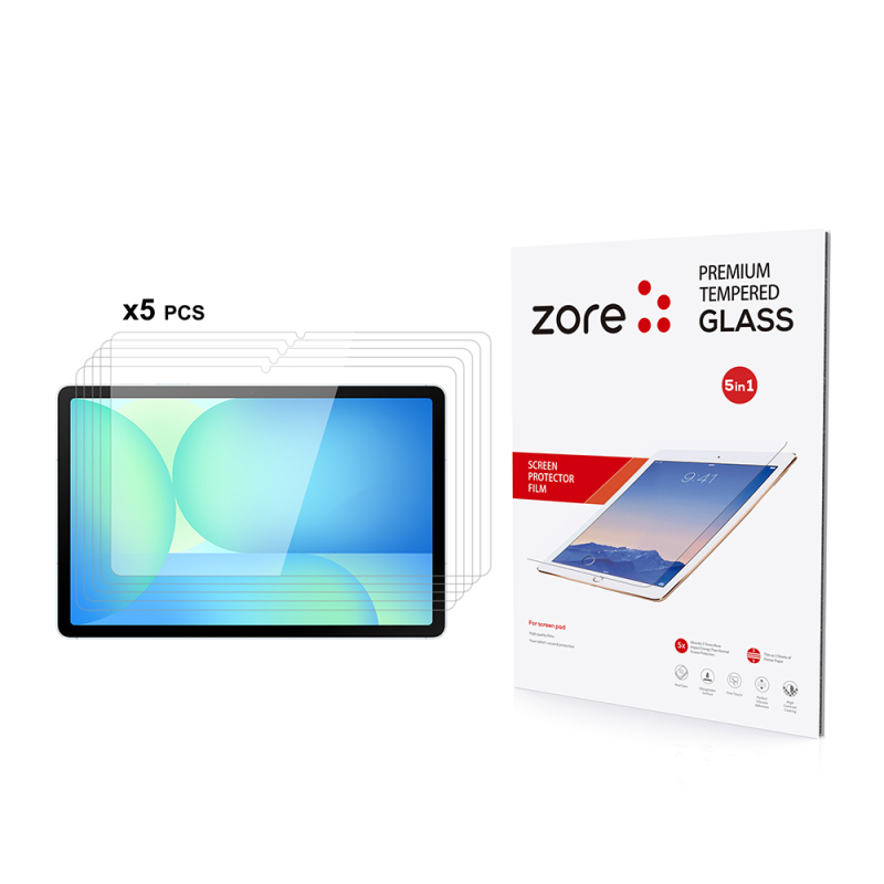 Galaxy Tab S10 FE Plus Zore 5in1 Tablet Temperli Cam Ekran Koruyucu - 1