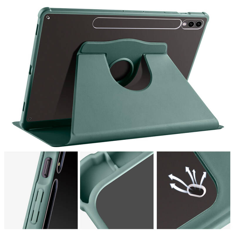 Galaxy Tab S10 Plus Case Zore Thermal Pen Case Rotatable Stand - 45