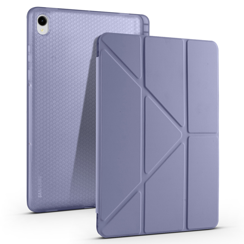 Galaxy Tab S11 Case Zore Tri Folding Stand Case with Pen Compartment - 4