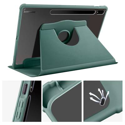 Galaxy Tab S7 FE LTE (T737-T736-T733-T730) Case Zore Thermal Pen Compartment Rotatable Stand Case - 3