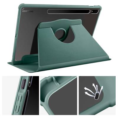 Galaxy Tab S7 Plus T970 Case Zore Thermal Pen Compartment Rotatable Stand Case - 3