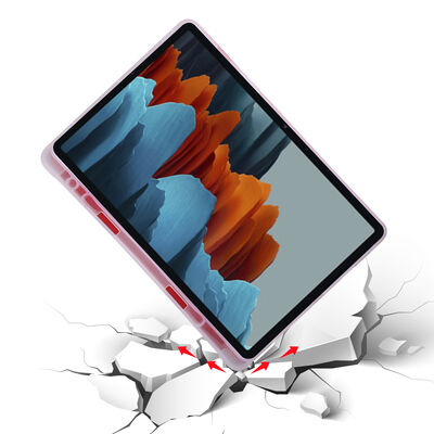 Galaxy Tab S7 Plus T970 Kılıf Zore Tri Folding Kalem Bölmeli Standlı Kılıf - 4