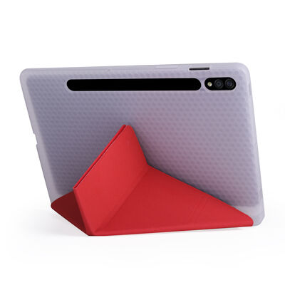Galaxy Tab S7 Plus T970 Kılıf Zore Tri Folding Kalem Bölmeli Standlı Kılıf - 5