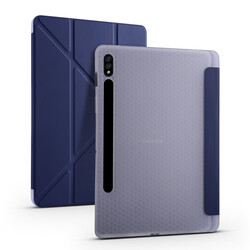 Galaxy Tab S7 Plus T970 Kılıf Zore Tri Folding Kalem Bölmeli Standlı Kılıf - 12