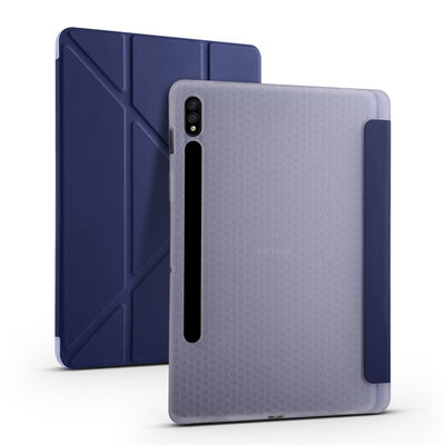 Galaxy Tab S7 Plus T970 Kılıf Zore Tri Folding Kalem Bölmeli Standlı Kılıf - 12