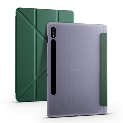 Galaxy Tab S7 Plus T970 Kılıf Zore Tri Folding Kalem Bölmeli Standlı Kılıf - 14