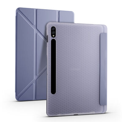 Galaxy Tab S7 Plus T970 Case Zore Tri Folding Smart With Pen Stand Case - 13